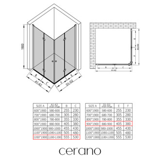 CERANO - Sprchovací kút Volpe Duo Ľ/P - 6 mm - čierna matná, transparentné sklo - 120x90x190 cm - zalamovacia