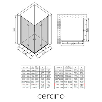 CERANO - Sprchovací kút Volpe Duo Ľ/P - 6 mm - chróm, transparentné sklo - 110x110x190 cm - zalamovacie
