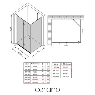 CERANO - Sprchovací kút Volpe L/P - 6 mm - chróm, transparentné sklo - 110x80x190 cm - zalamovacia