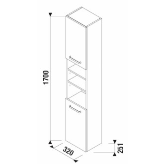 JIKA Lyra plus skrinka vysoká s dverami 170 H43J3822303001