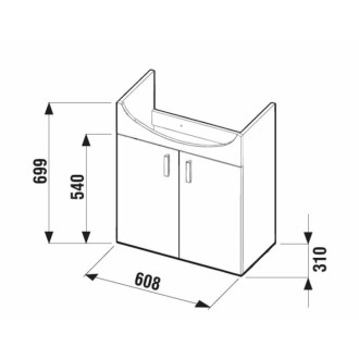 JIKA Lyra skrinka s 2 dverami pre umývadlo 65cm H4519624323001