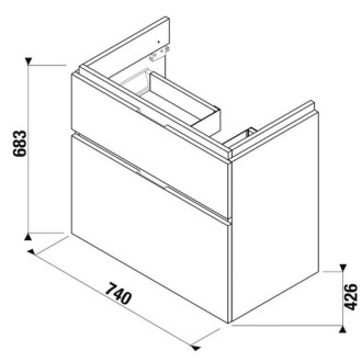 JIKA Skrinka umýv 75 cm 8.1242.2, 2 zásuvky, L výrez H40J4254045191