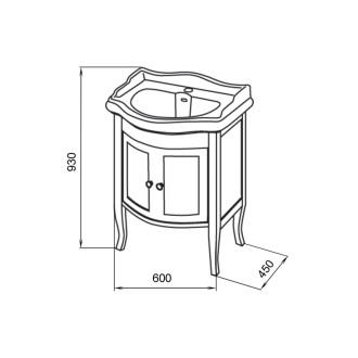 RETRO umývadlová skrinka 60x80x45cm, starobiela 1684