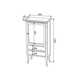 RETRO skrinka 60x120x38cm, starobiela, pravá 1691