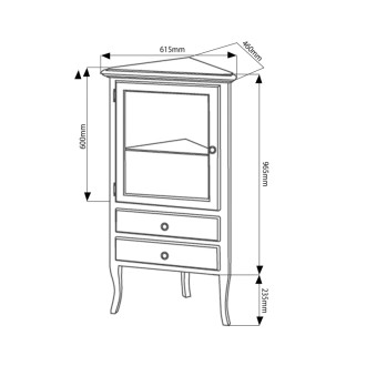 RETRO skrinka rohová 60x120x47cm, starobiela, ľavá 1692