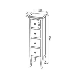 RETRO skrinka 35x119x33cm, starobiela 1694
