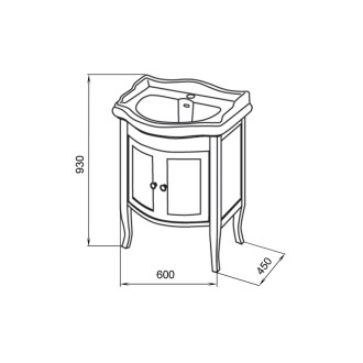 RETRO umývadlová skrinka 60x80x45cm, buk 735140