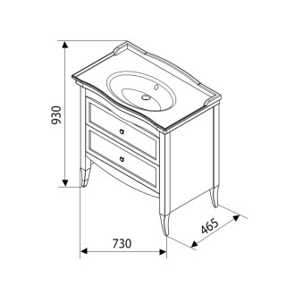 RETRO umývadlová skrinka 73x80x46, 5 cm, buk 1654
