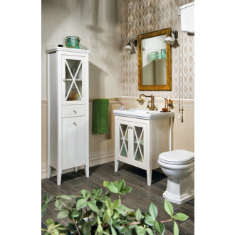 CROSS skrinka vysoká s práčovným košom 49x170x39cm, ľavá, starobiela CR216