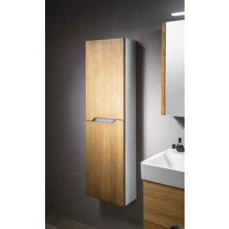 MEDIENA skrinka vysoká 35x140x30cm, 2x dvierka, ľavá/pravá, biela mat/dub natural MD352