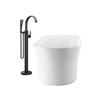 Ravak FM 080.20BL.RB07A Vaňová batéria na podlahu so setom, black X070435