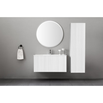 TUANA - Kúpeľňová skrinka vysoká Merito - biela matná - 35x120x28 cm