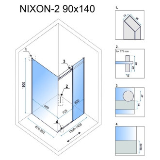 REA Sprchovací kút Nixon 90x140 KPL-00424 KPL-00424