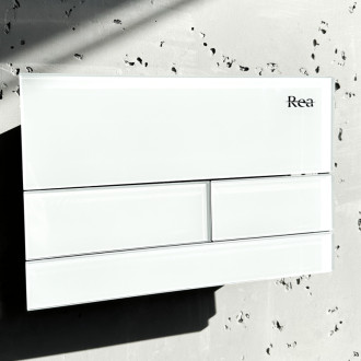 REA Podomietkový WC systém + tlačidlá T White Glass KPL-E0052