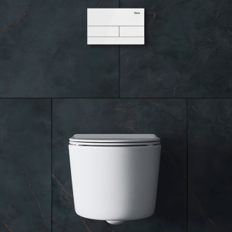 REA Podomietkový WC systém + tlačidlá T White Glass KPL-E0052
