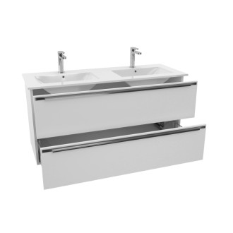 Kúpeľňová skrinka s dvojumývadlom Naturel Nobia 120x60x46 cm biela lesk NOBIA120ZBL