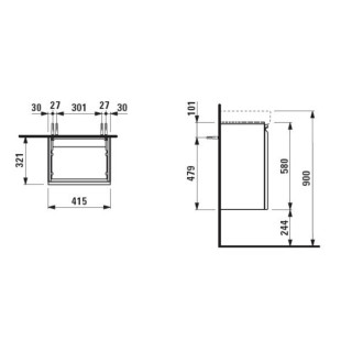 Kúpeľňová skrinka pod umývadlo Laufen Pro S 41,5x32,1x58 cm biela H4833010964631