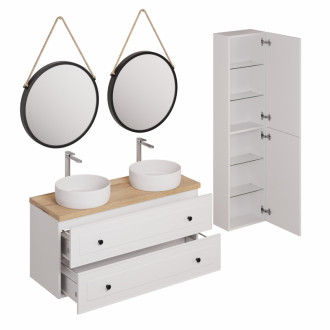 Kúpeľňová zostava s umývadlom vrátane umývadlovej batérie, vtoku a sifónu Naturel Forli biela KSETFORLI5