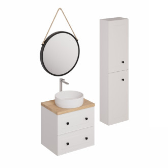 Kúpeľňová zostava s umývadlom vrátane umývadlovej batérie, vtoku a sifónu Naturel Forli biela KSETFORLI8