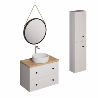 Kúpeľňová zostava s umývadlom vrátane umývadlovej batérie, vtoku a sifónu Naturel Forli biela KSETFORLI11