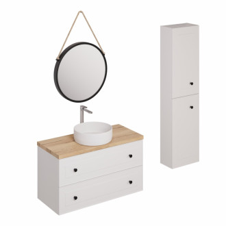 Kúpeľňová zostava s umývadlom vrátane umývadlovej batérie, vtoku a sifónu Naturel Forli biela KSETFORLI2