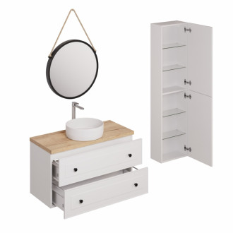 Kúpeľňová zostava s umývadlom vrátane umývadlovej batérie, vtoku a sifónu Naturel Forli biela KSETFORLI2