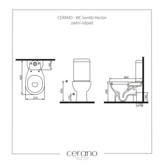 CERANO - WC kombi Hector - zadný odpad - biela lesklá - 37,5x66 cm