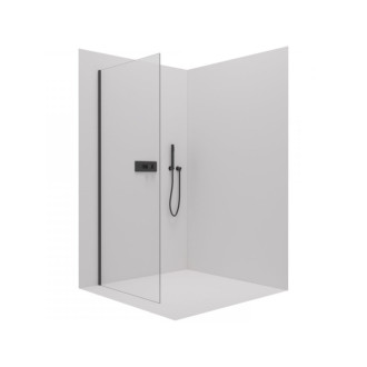 CERANO - Bočná stena Santoro Ľ/P - 8 mm - čierna matná, transparentné sklo - 90x195 cm