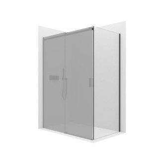 CERANO - Bočná stena Santoro Ľ/P - 8 mm - čierna matná, transparentné sklo - 90x195 cm