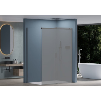 CERANO - Bočná stena Santoro Ľ/P - 8 mm - čierna matná, transparentné sklo - 90x195 cm