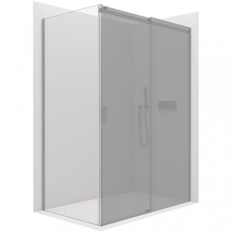 CERANO - Bočná stena Santoro - ľavá - 6 mm - čierna matná, mliečne sklo - 80x195 cm - jednodielna pevná