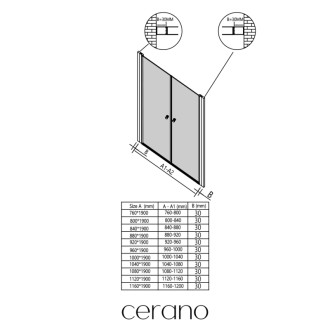 CERANO - Rozširovací profil pre sprchové dvere Antelo L/P - čierna - 30 mm