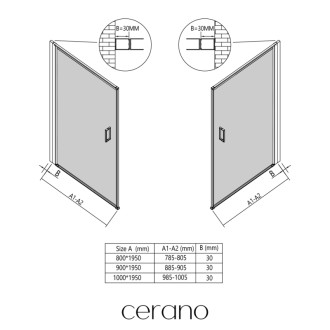 CERANO - Rozširovací profil pre sprchové dvere Porte L/P - chróm - 30 mm