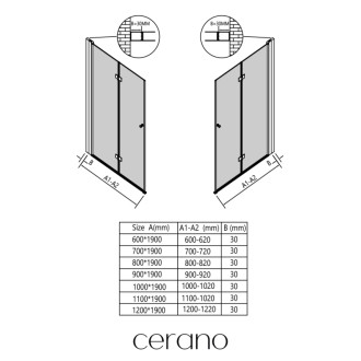CERANO - Rozširovací profil pre sprchové dvere Volpe L/P - čierna - 30 mm