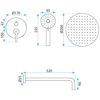 Rea Podomietková sprchová sada Rea Ontario Brush Nickel + BOX REA-P5503