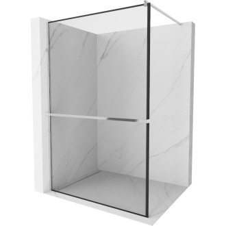 Mexen Kioto+ Sprchová zástena s poličkou 90 x 200 cm, čierny rám, chróm - 800-090-121-01-70