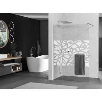 Mexen Kioto+ Sprchová zástena s poličkou 110 x 200 cm, biely vzor, chróm - 800-110-121-01-85