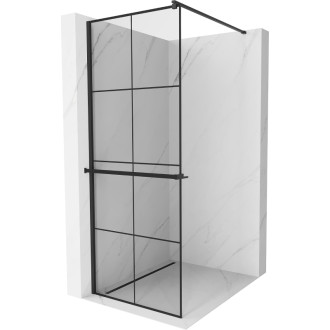 Mexen Kioto+ Sprchová zástena s policou 70 x 200 cm, čierny rošt, čierna - 800-070-121-70-77