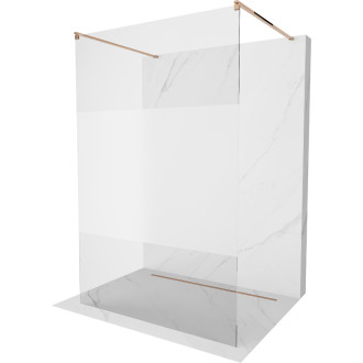 Voľne stojaca sprchová zástena Mexen Kioto 100 x 200 cm, priehľadná/matná 8 mm, ružové zlato - 800-100-002-60-35