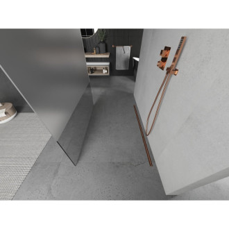 Voľne stojaca sprchová zástena Mexen Kioto 100 x 200 cm, priehľadná/matná 8 mm, ružové zlato - 800-100-002-60-35