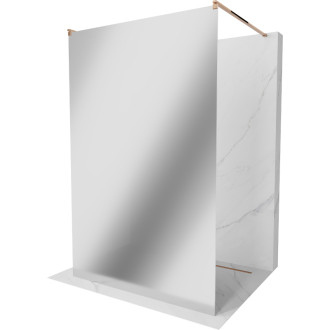 Voľne stojaca sprchová zástena Mexen Kioto 100 x 200 cm, zrkadlo 8 mm, ružové zlato - 800-100-002-60-50
