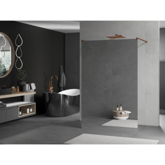 Voľne stojaca sprchová zástena Mexen Kioto 100 x 200 cm, zrkadlo 8 mm, ružové zlato - 800-100-002-60-50