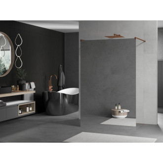 Voľne stojaca sprchová zástena Mexen Kioto 120 x 200 cm, zrkadlo 8 mm, ružové zlato - 800-120-002-60-50