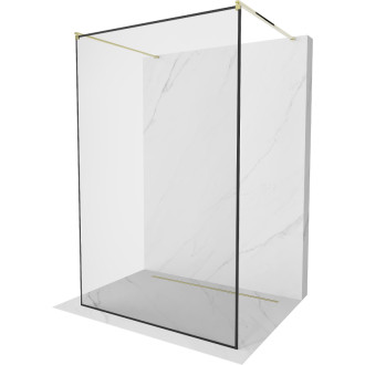 Voľne stojaca sprchová zástena Mexen Kioto 100 x 200 cm, čierny rám 8 mm, zlatá - 800-100-002-50-70