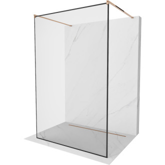 Voľne stojaca sprchová zástena Mexen Kioto 100 x 200 cm, čierny rám 8 mm, ružové zlato - 800-100-002-60-70