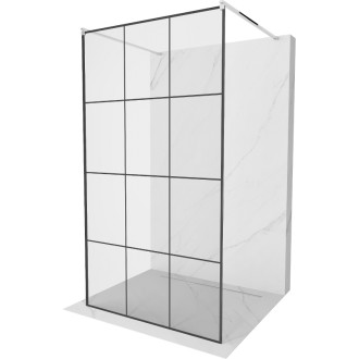 Voľne stojaca sprchová zástena Mexen Kioto 110 x 200 cm, čierna mriežka 8 mm, chróm - 800-110-002-01-77