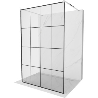 Mexen Kioto voľne stojaca sprchová zástena 130 x 200 cm, čierna mriežka 8 mm, chróm - 800-130-002-01-77