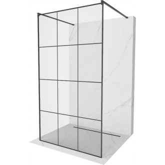 Mexen Kioto voľne stojaca sprchová zástena 100 x 200 cm, čierny raster 8 mm, čierna - 800-100-002-70-77