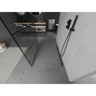 Mexen Kioto voľne stojaca sprchová zástena 120 x 200 cm, čierny raster 8 mm, čierna - 800-120-002-70-77