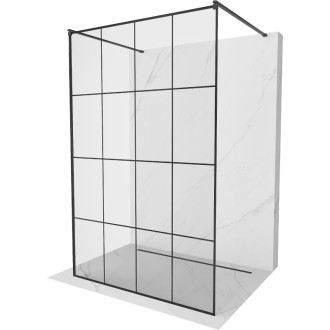 Voľne stojaca sprchová zástena Mexen Kioto 130 x 200 cm, čierna mriežka 8 mm, čierna - 800-130-002-70-77